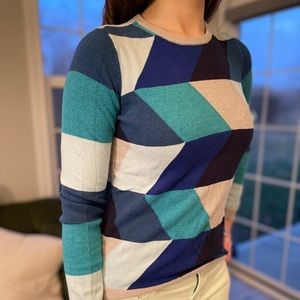 Blue Geometric Sweater